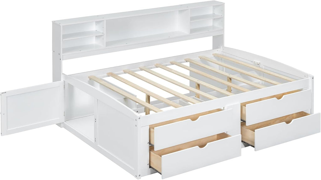White Full Bookcase Storage Daybed