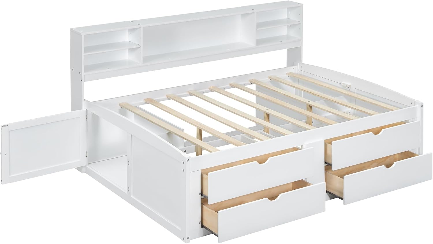 White Full Bookcase Storage Daybed