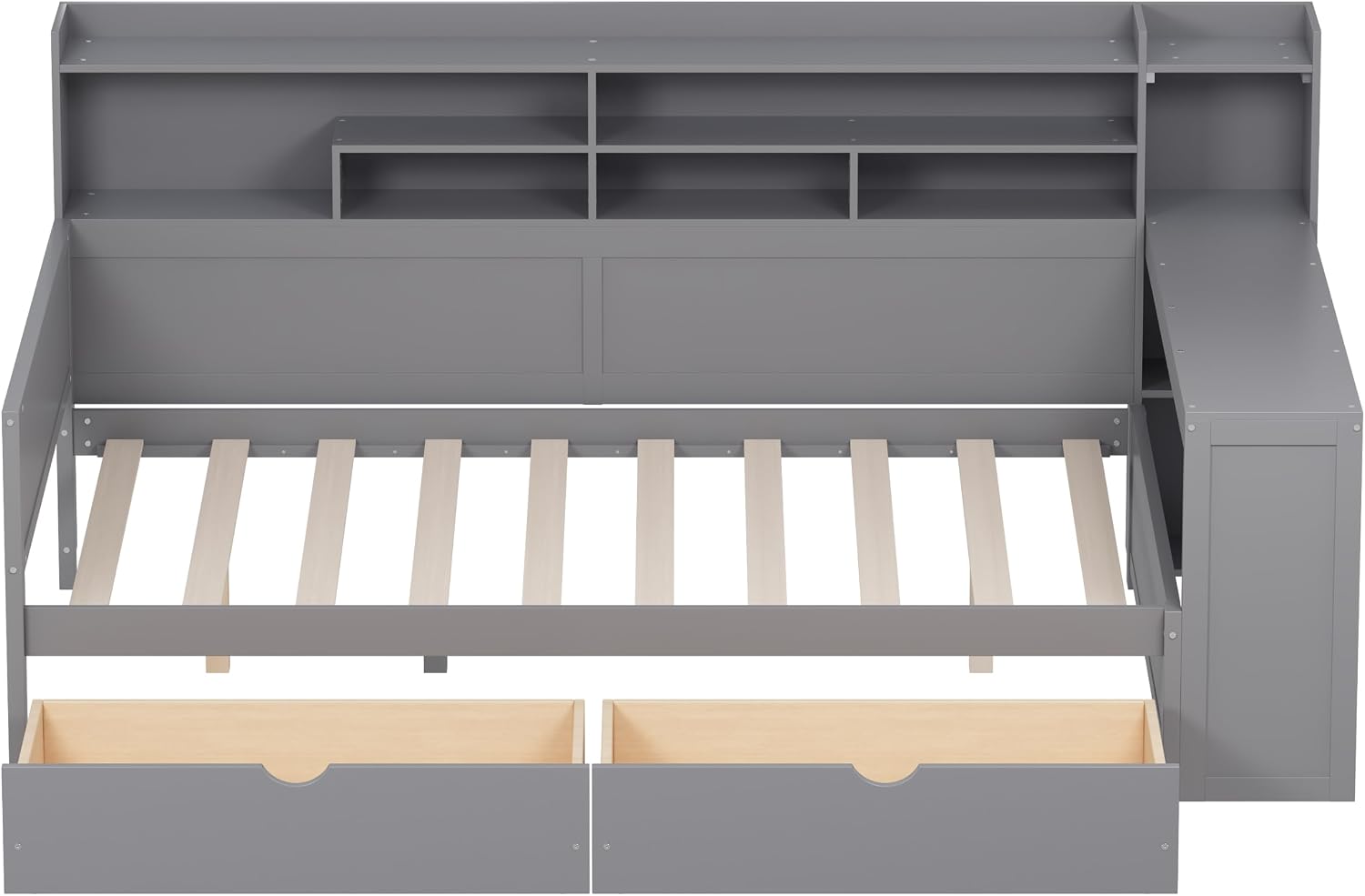 Gray Full Daybed Desk Storage Drawer Bed Frame