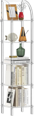 Clear 5-Tier Arched Acrylic Narrow Bookshelf