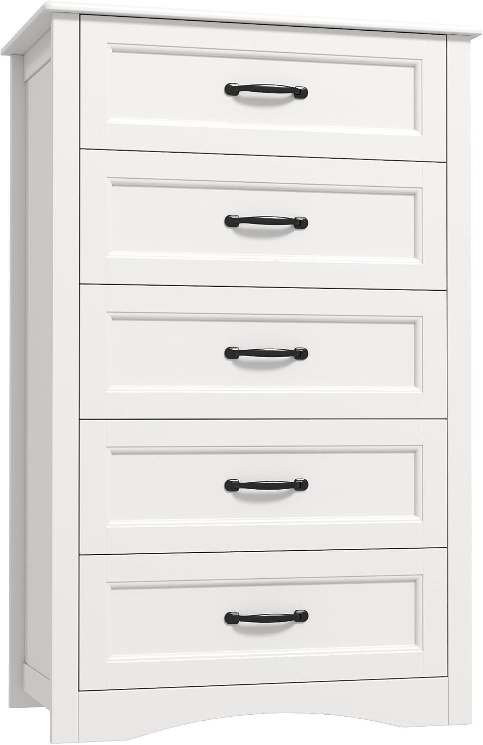 White 5 Drawer Large Bedroom Storage Dresser