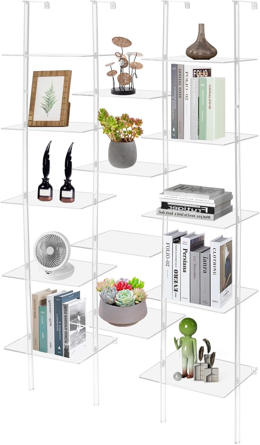 Clear Geometric 5-Tier Acrylic Bookshelf