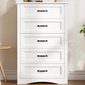 White 5 Drawer Large Bedroom Storage Dresser