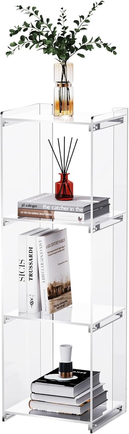 Clear 3 Cube Floor Standing Acrylic Bookshelf
