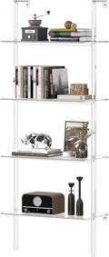 Clear 4-Tier Wall Mount Ladder Acrylic Bookshelf