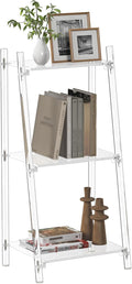 Clear 3-Tier Ladder Freestanding Acrylic Bookshelf