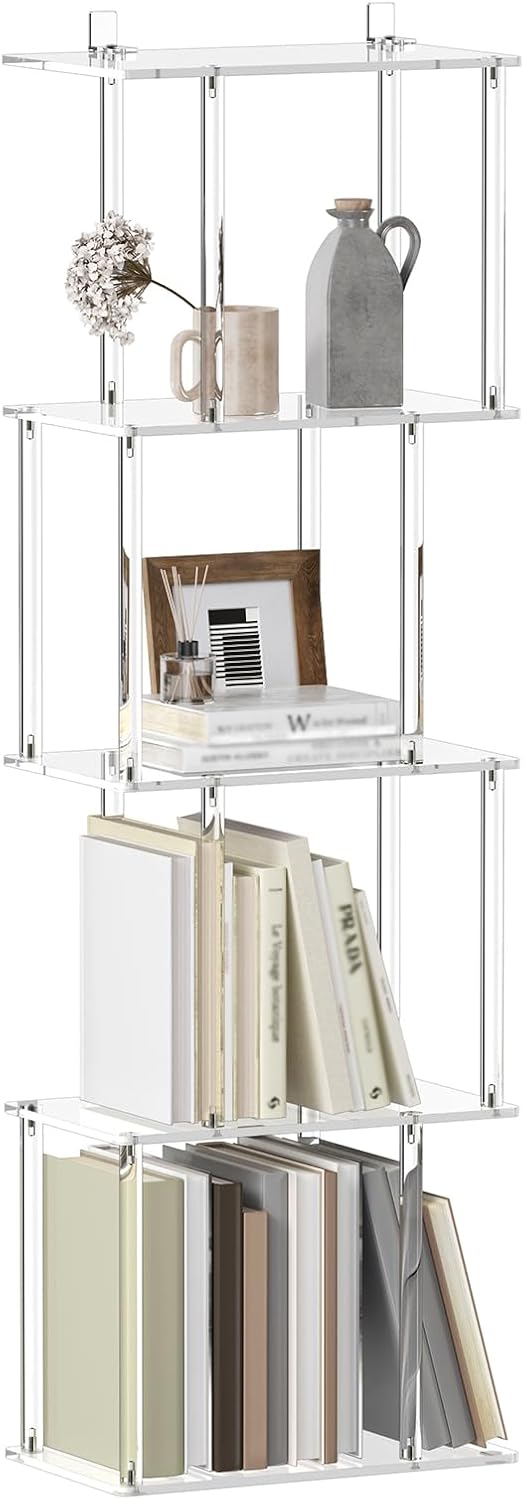 Clear S Shaped 5-Tier Acrylic Bookshelf
