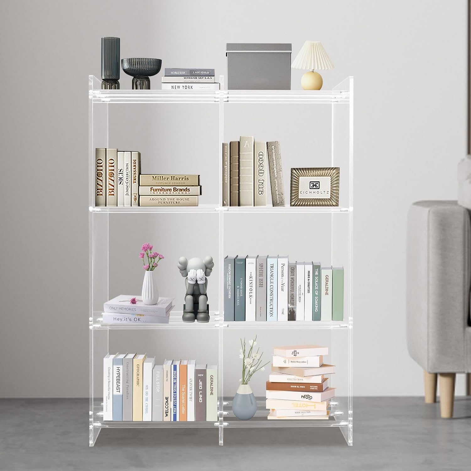 Clear 3-Tier Floor Standing Acrylic Bookshelf