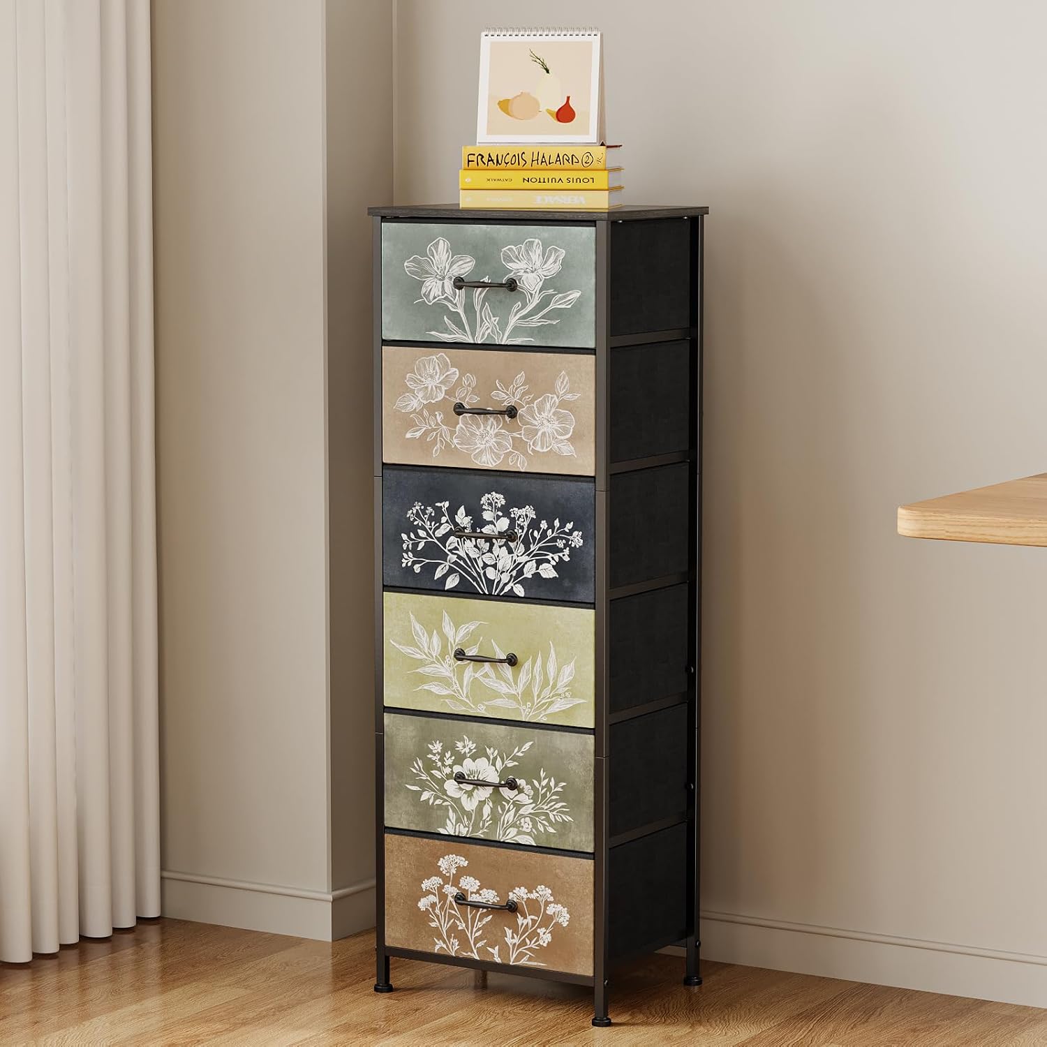 Vintage 6 Drawer Fabric Storage Dresser