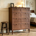 Brown 5 Drawer Wood Leg Vertical Dresser