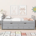 Gray Twin Trundle Storage Bed Frame