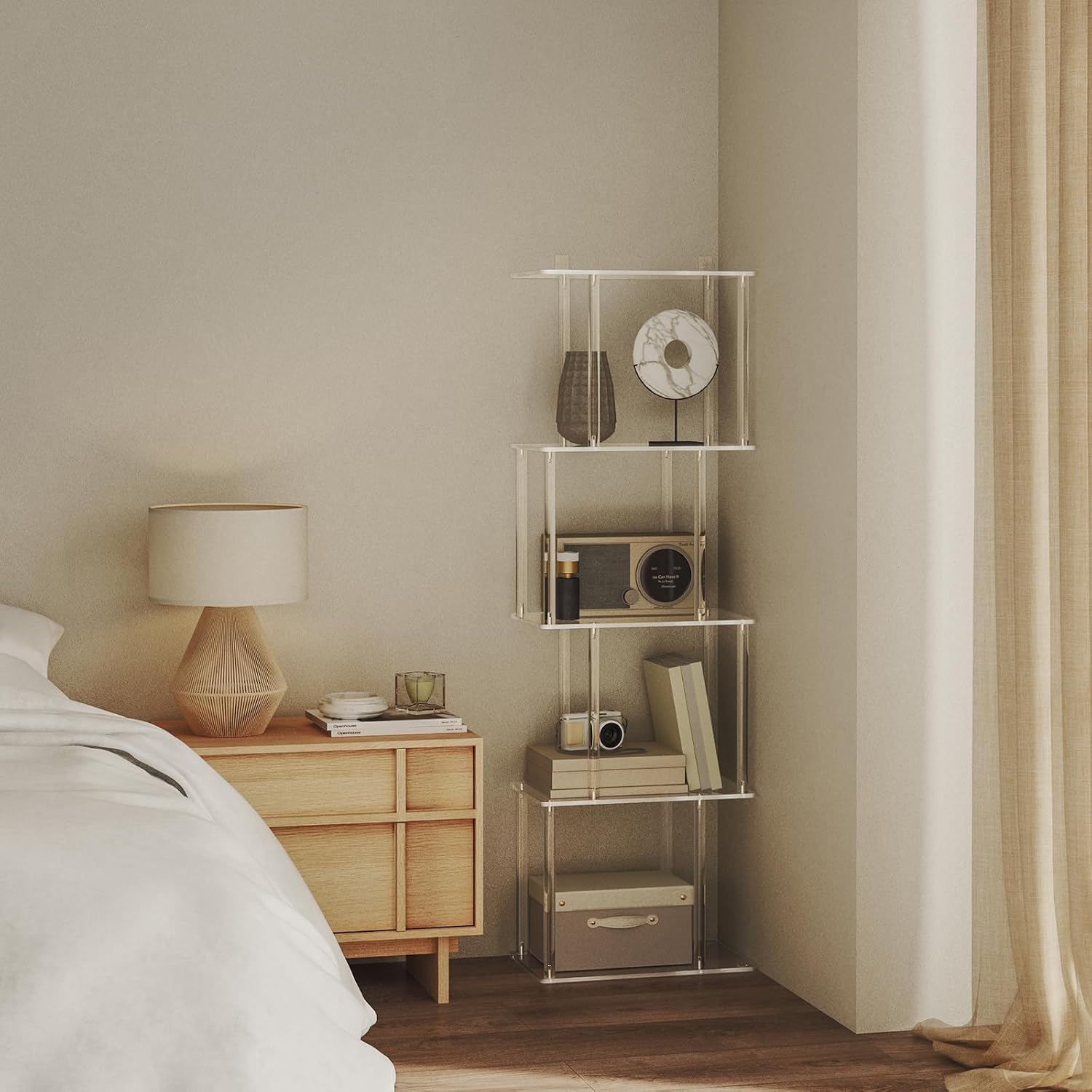 Clear S Shaped 5-Tier Acrylic Bookshelf