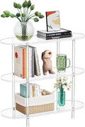 Clear Oval Acrylic 3-Tier Storage Bookshelf