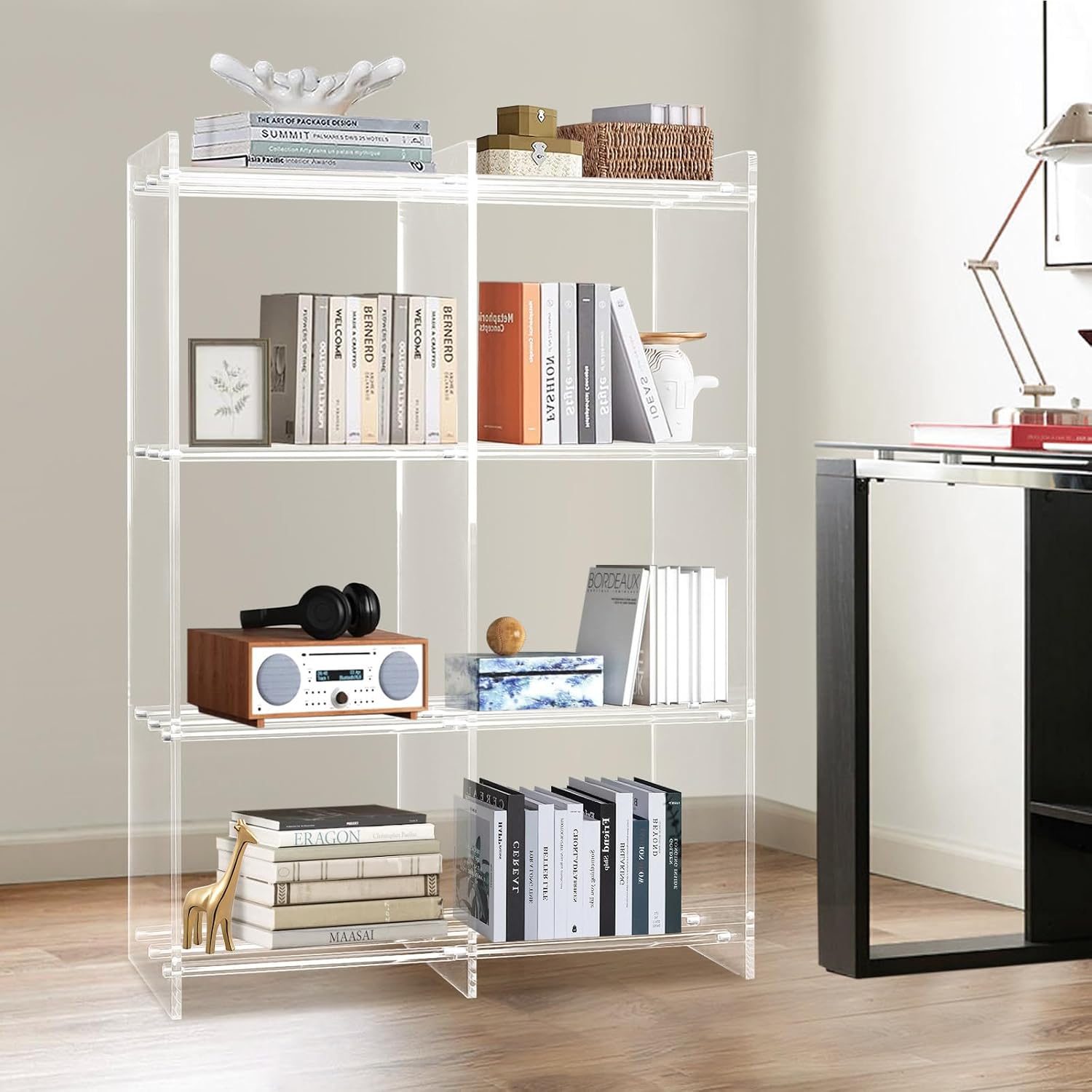 Clear 3-Tier Floor Standing Acrylic Bookshelf