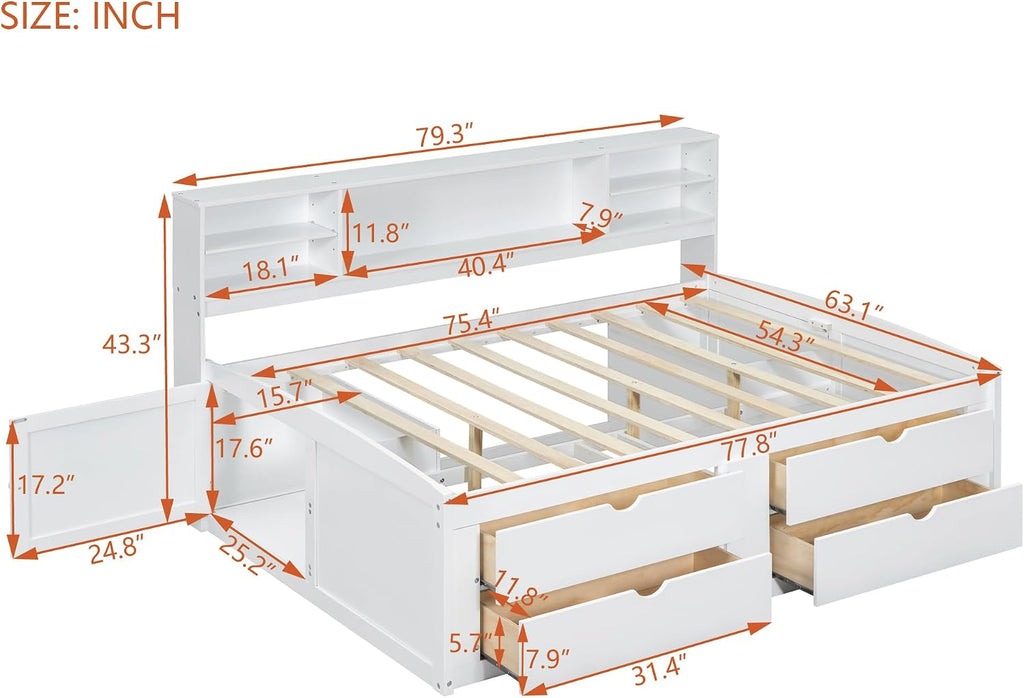 White Full Bookcase Storage Daybed