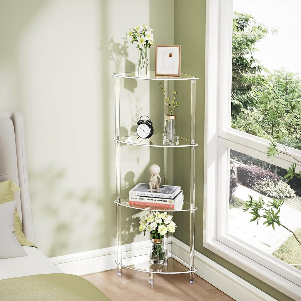 Clear Triangle Acrylic Corner Storage Side Table