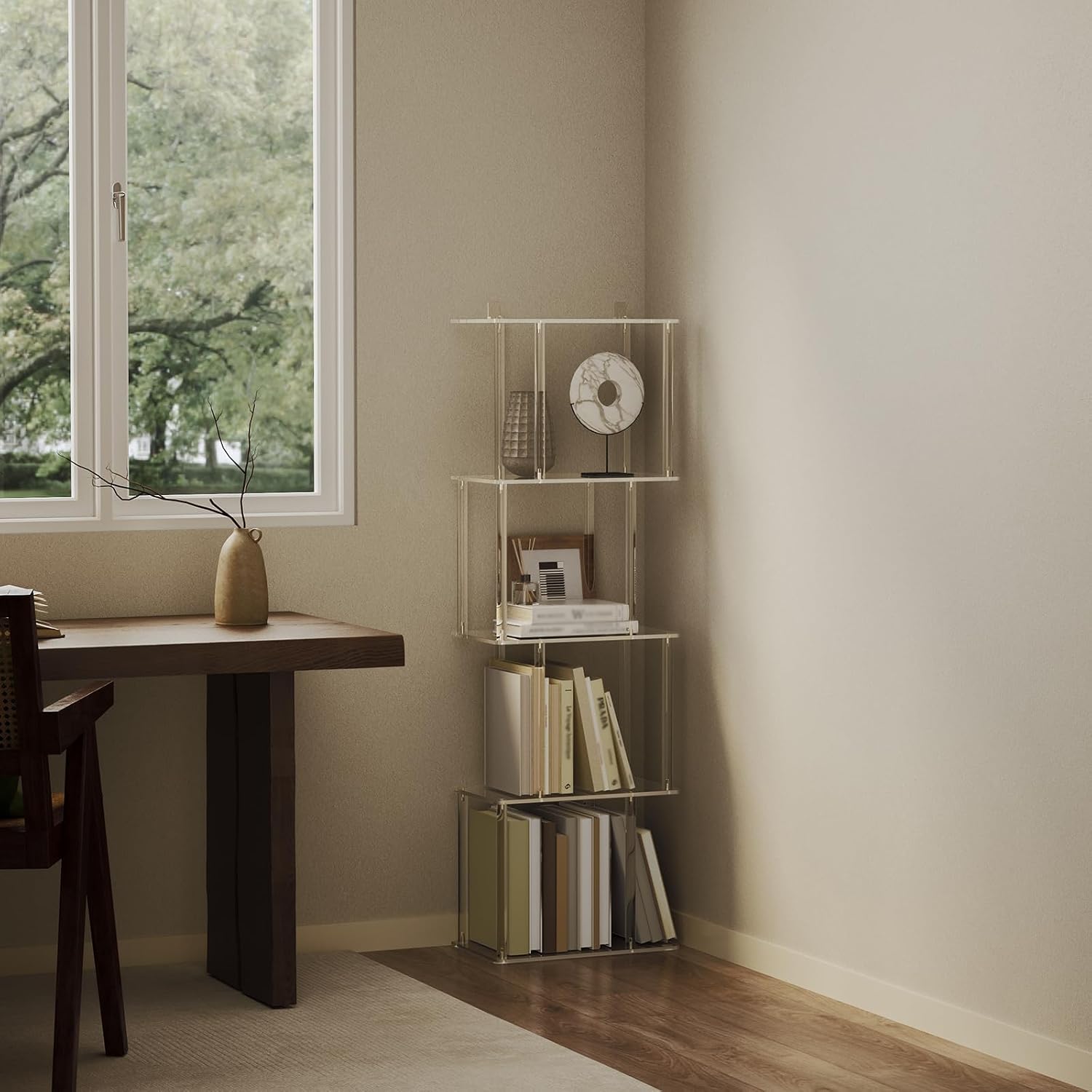 Clear S Shaped 5-Tier Acrylic Bookshelf