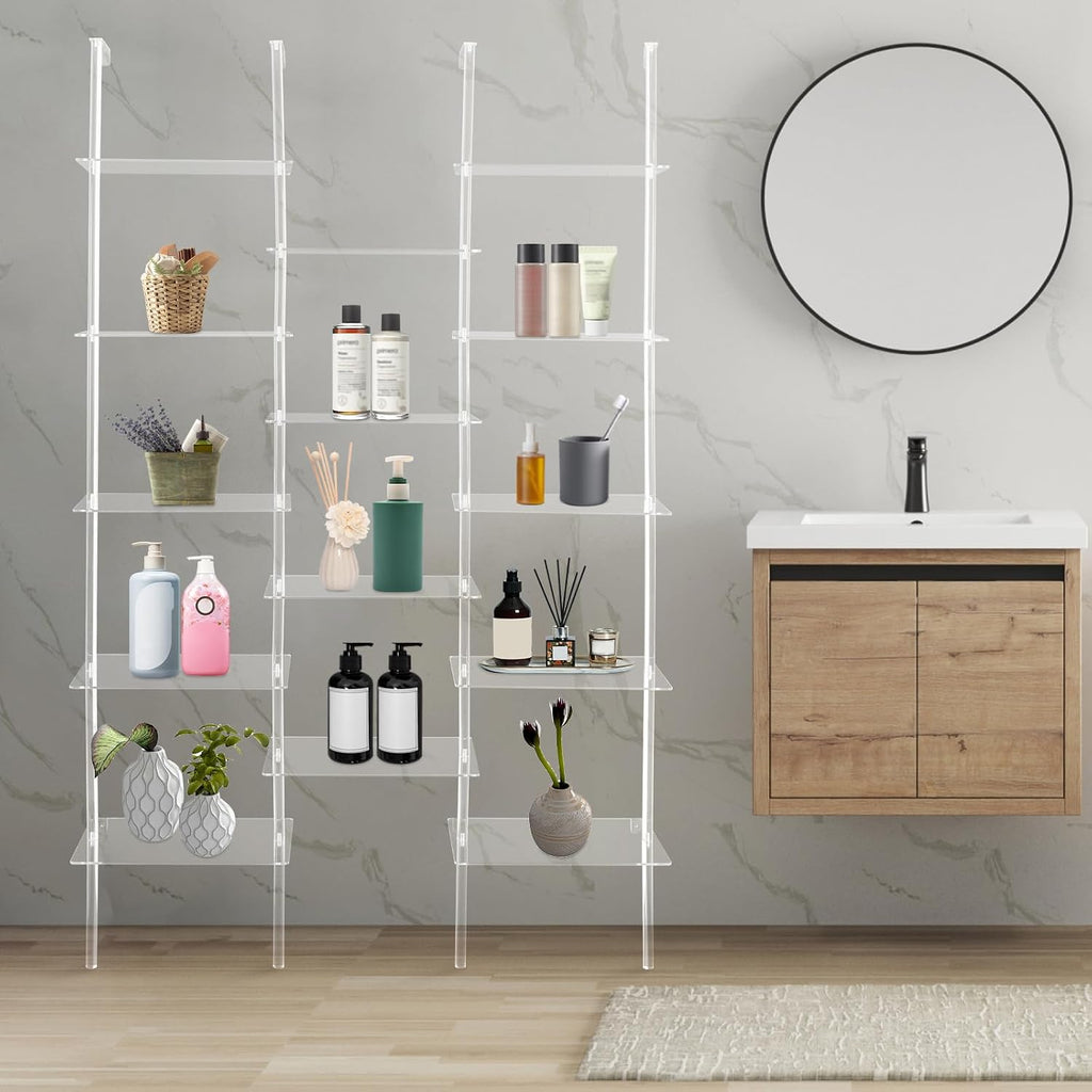 Clear Geometric 5-Tier Acrylic Bookshelf