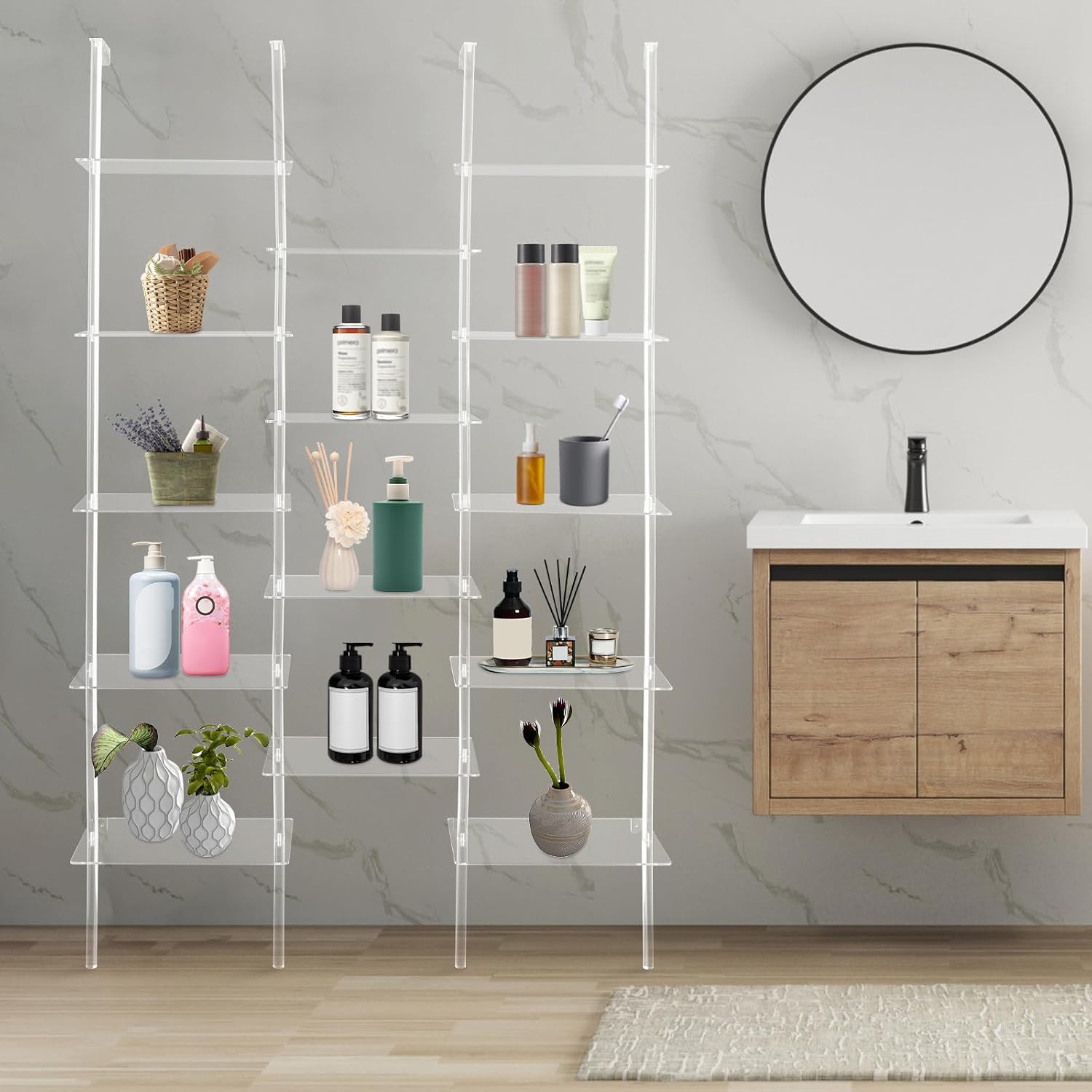 Clear Geometric 5-Tier Acrylic Bookshelf