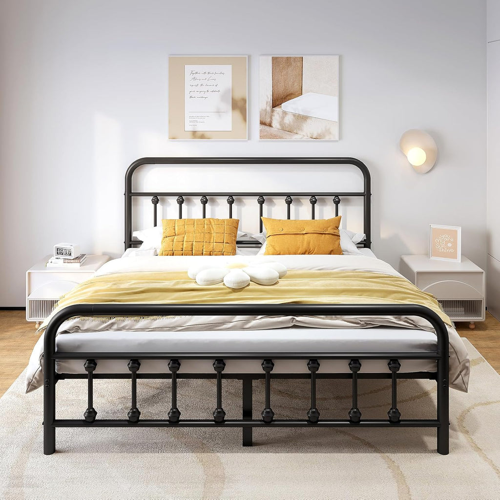 Black Victorian Queen Metal Bed Frame