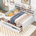 White Full Trundle Storage Daybed Frame