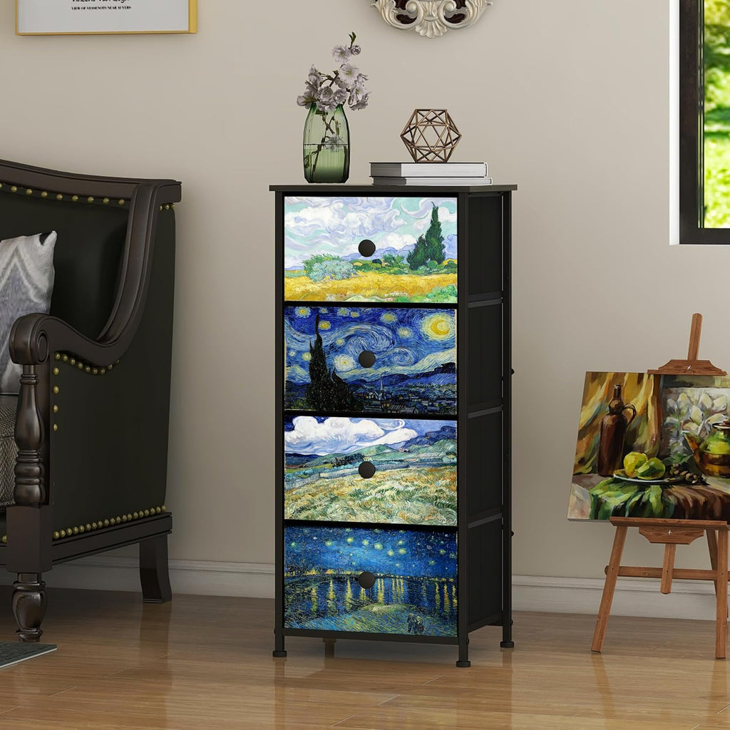 Slim 4 Drawer Steel Frame Vertical Storage Dresser