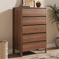 Walnut Hidden Handle 5 Drawer Dresser