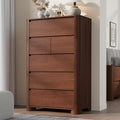 Walnut 6 Drawer Tall Bedroom Dresser