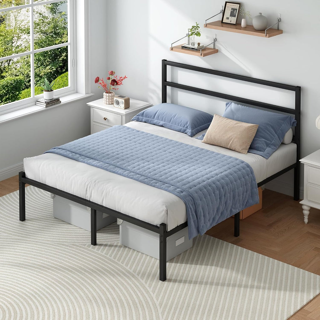 Black Full Metal Bed Frame Headboard Footboard