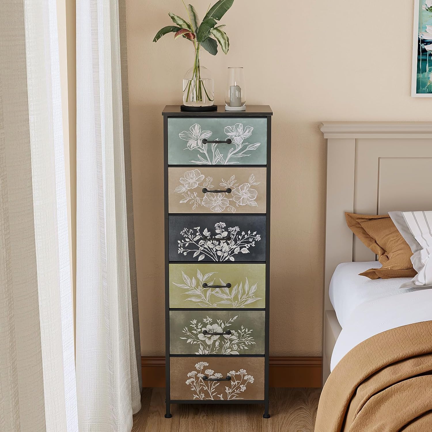 Vintage 6 Drawer Fabric Storage Dresser