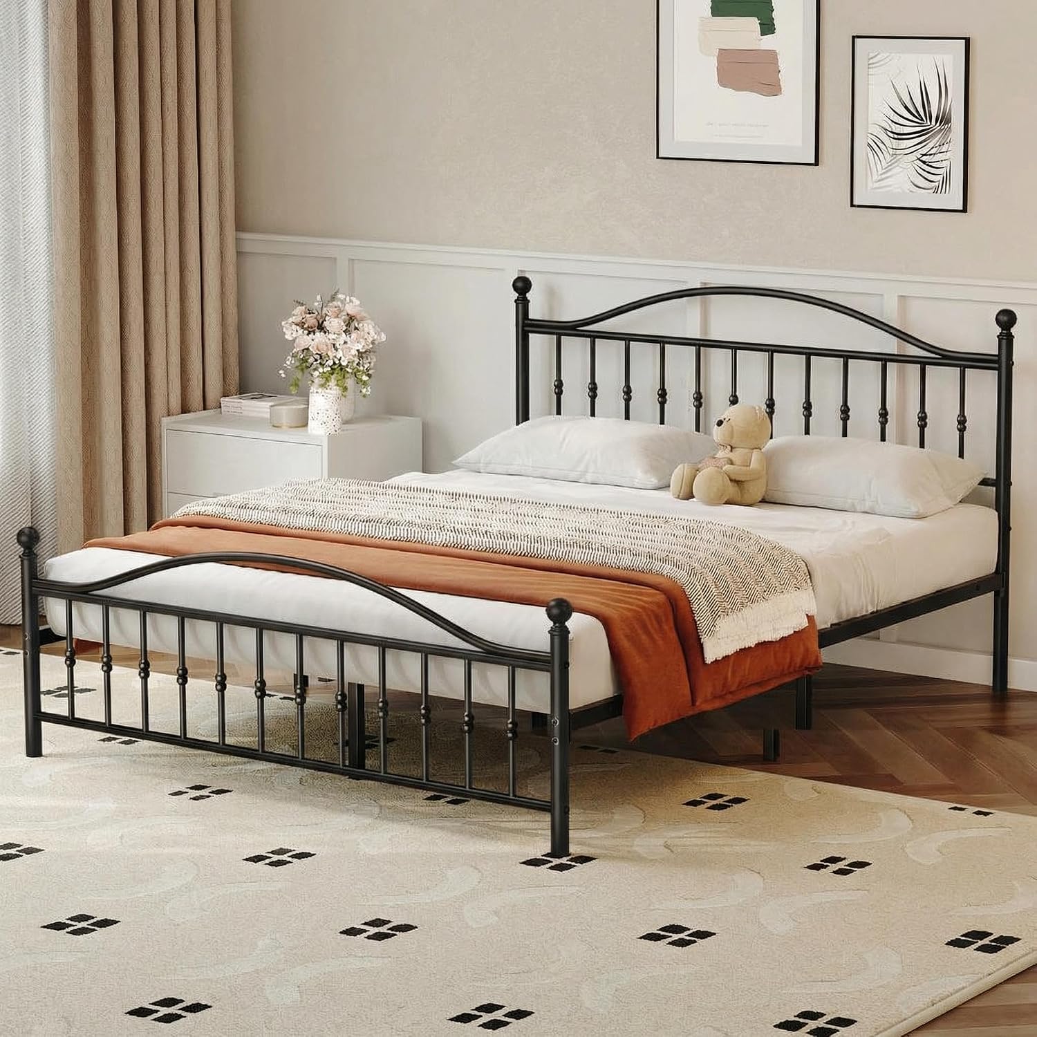 Vintage Victorian Queen Metal Bed Frame