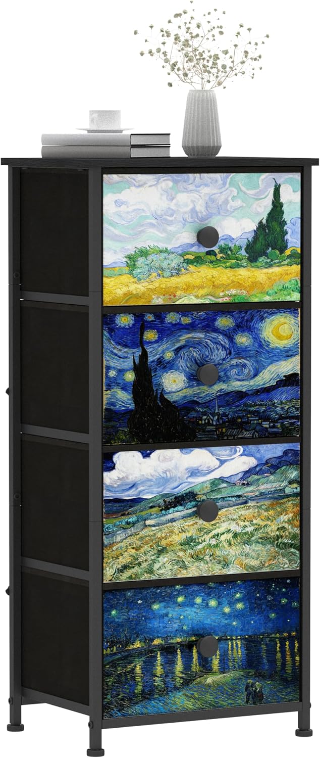 Slim 4 Drawer Steel Frame Vertical Storage Dresser