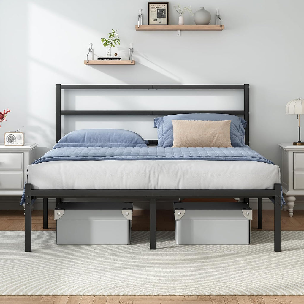 Black Full Metal Bed Frame Headboard Footboard