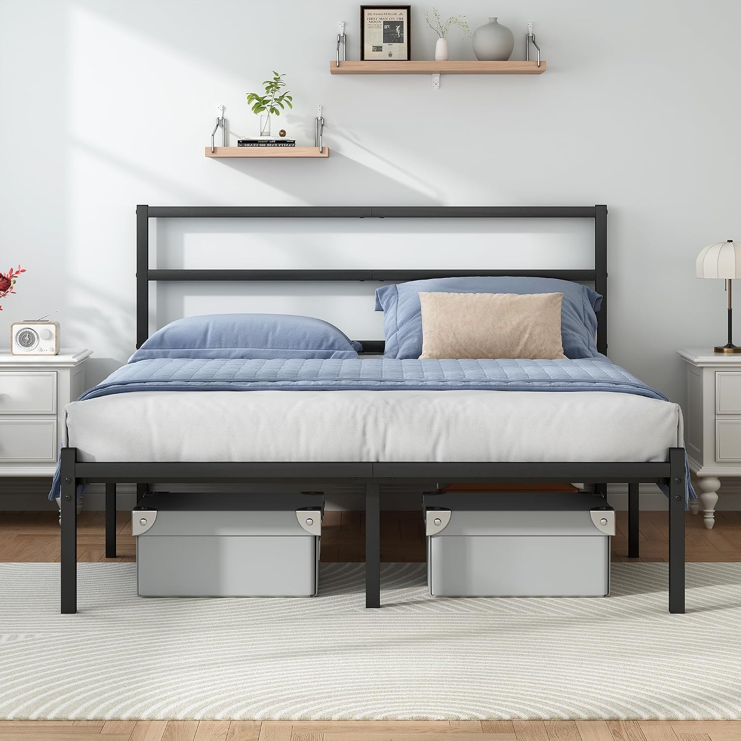 Black Full Metal Bed Frame Headboard Footboard