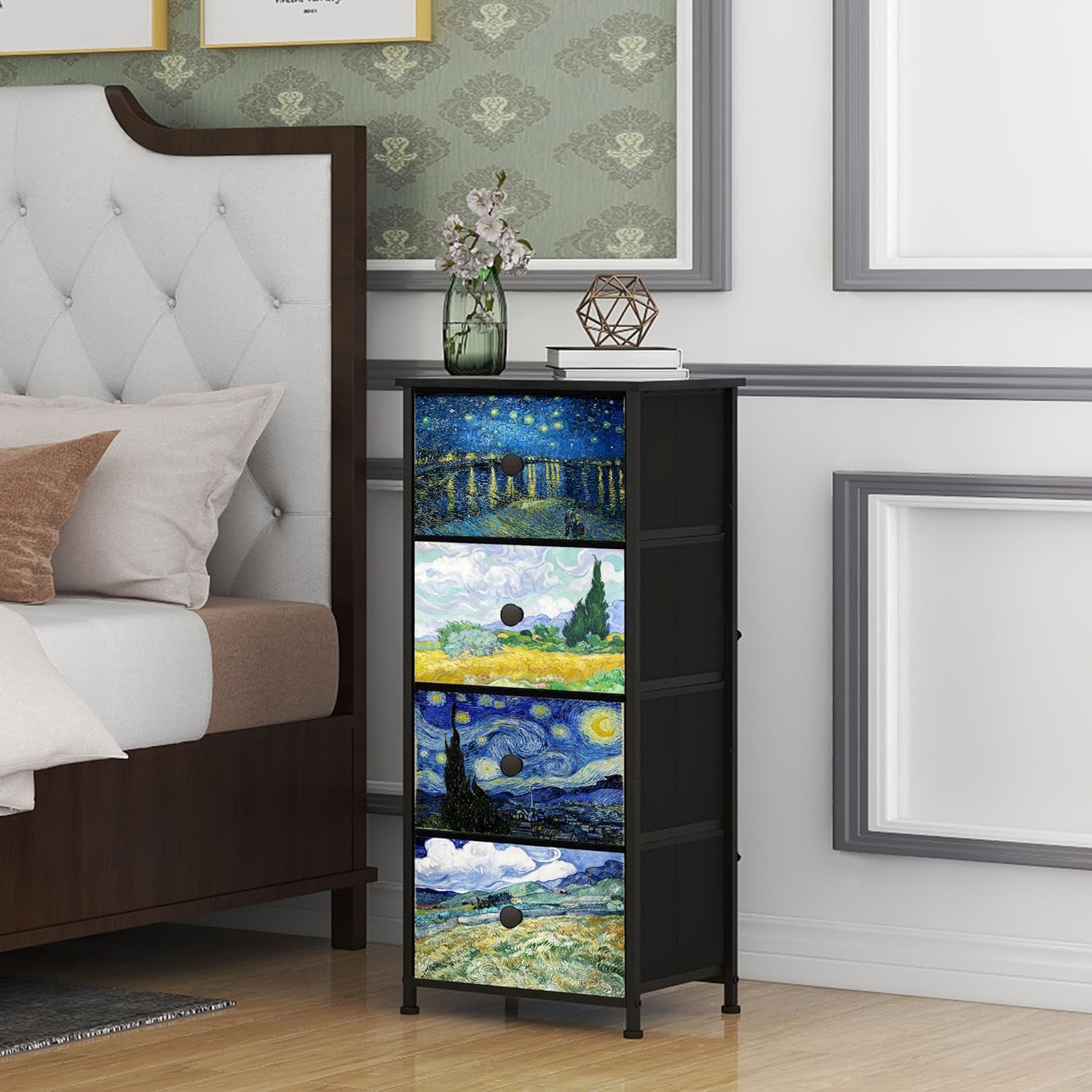 Slim 4 Drawer Steel Frame Vertical Storage Dresser