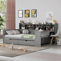 Gray Full Daybed Desk Storage Drawer Bed Frame