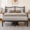 King Metal Bed Frame Steel Slats Headboard