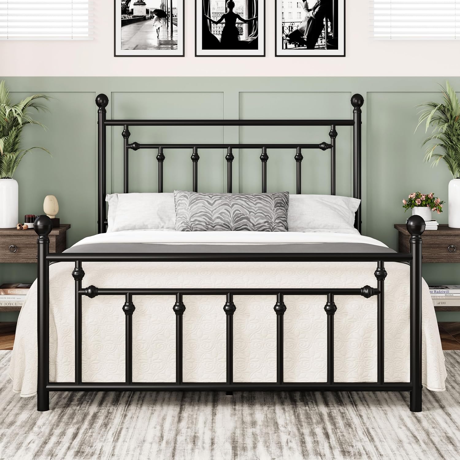 Queen Metal Bed Vintage Storage Frame