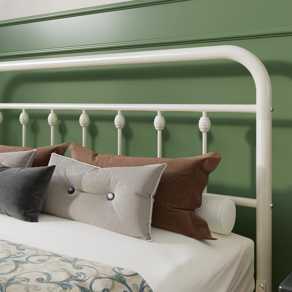 Off White Victorian Full Metal Bed Frame