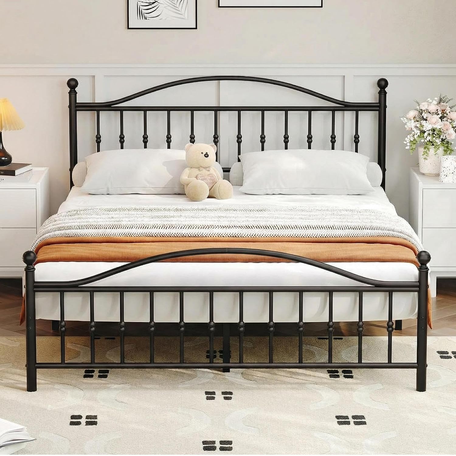 Vintage Victorian Queen Metal Bed Frame