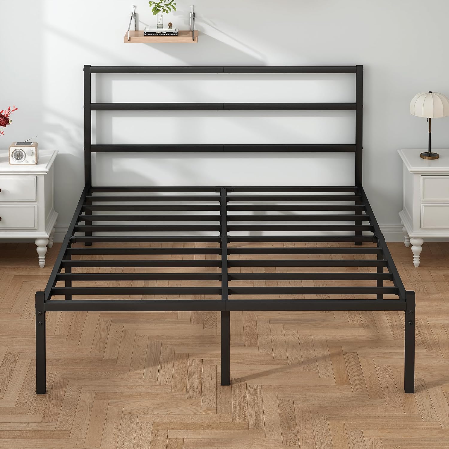 Black Full Metal Bed Frame Headboard Footboard