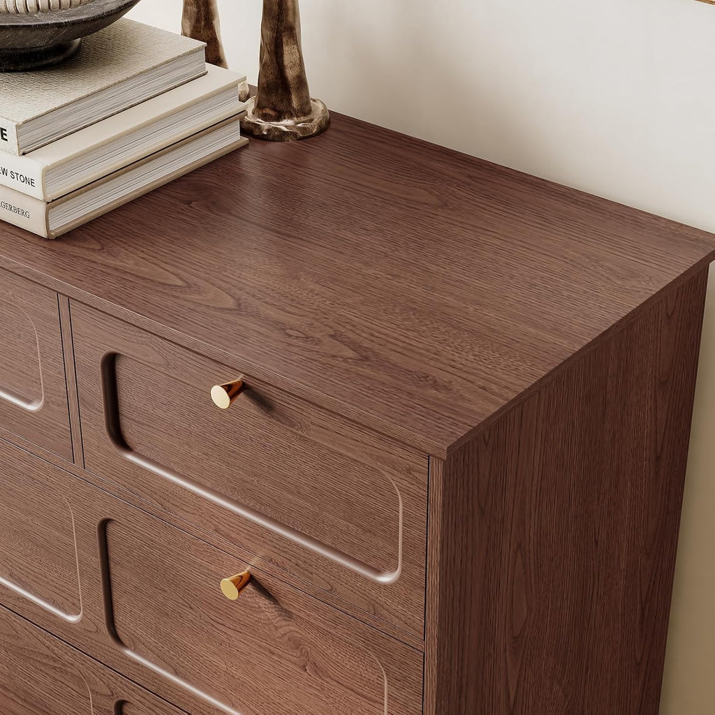 Brown 5 Drawer Wood Leg Vertical Dresser