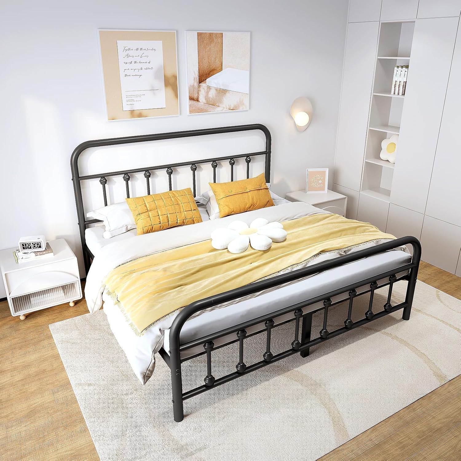 Black Victorian Queen Metal Bed Frame