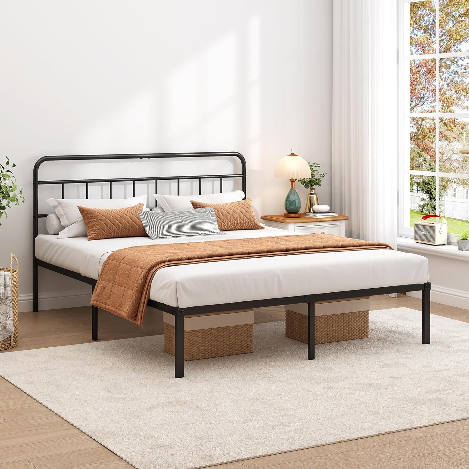 Black Queen Storage Metal Bed Frame