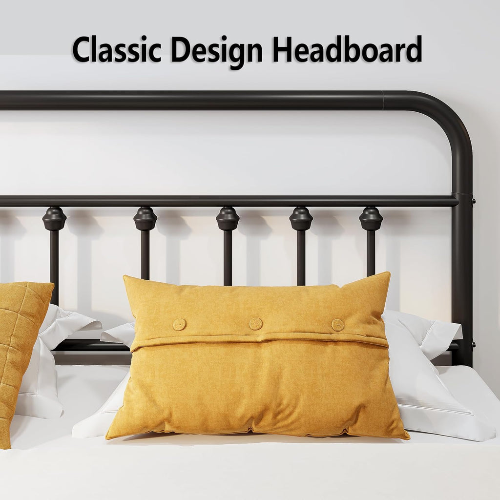 Black Victorian Queen Metal Bed Frame