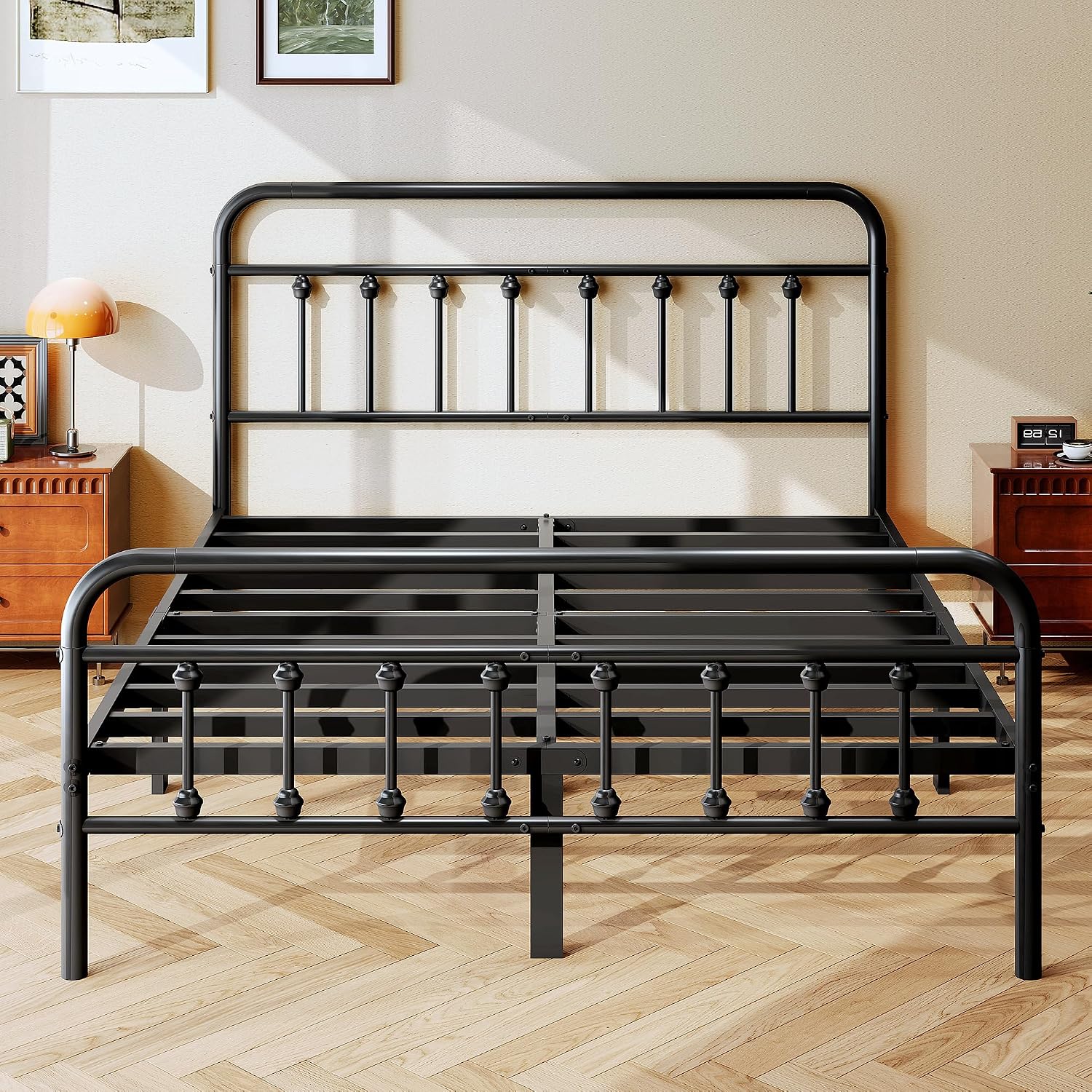 King Victorian Metal Storage Bed
