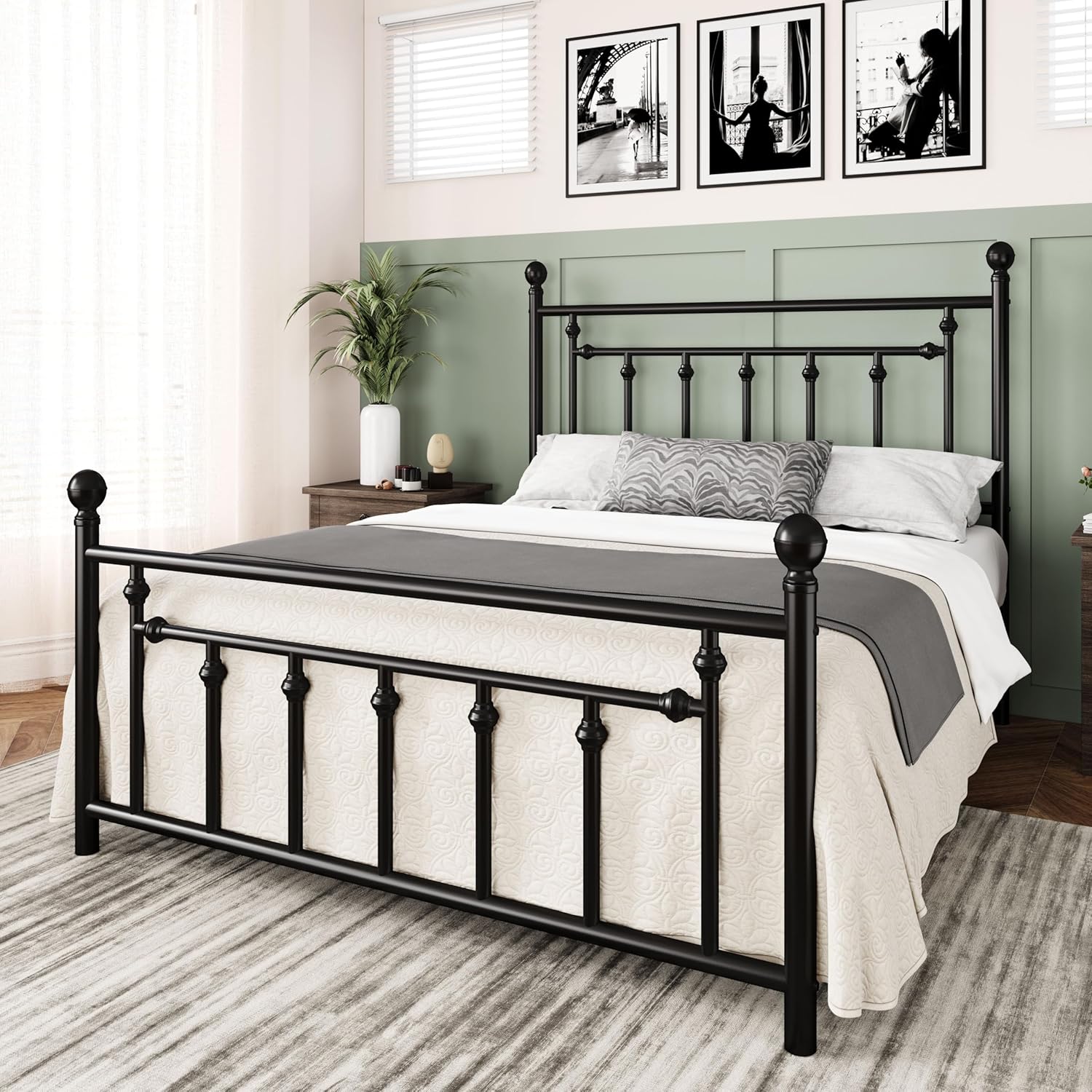 Queen Metal Bed Vintage Storage Frame